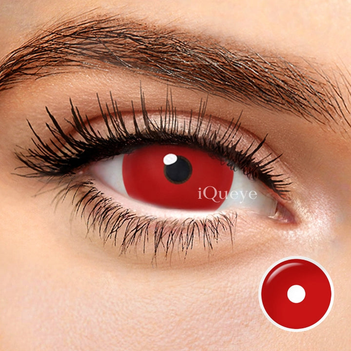 All Red Half-sclera Non-Prescription Yearly Cosplay Contacts