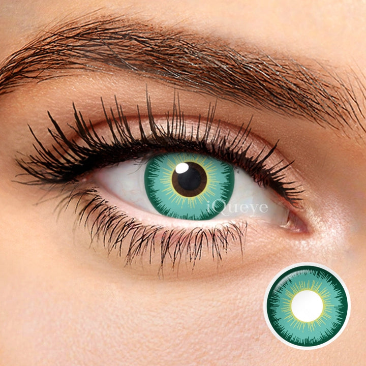 Anime Green Non-Prescription Yearly Cosplay Contacts