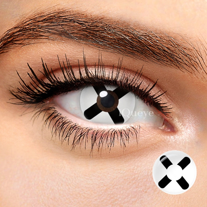 Black And White Cross Non-Prescription Yearly Cosplay Contacts