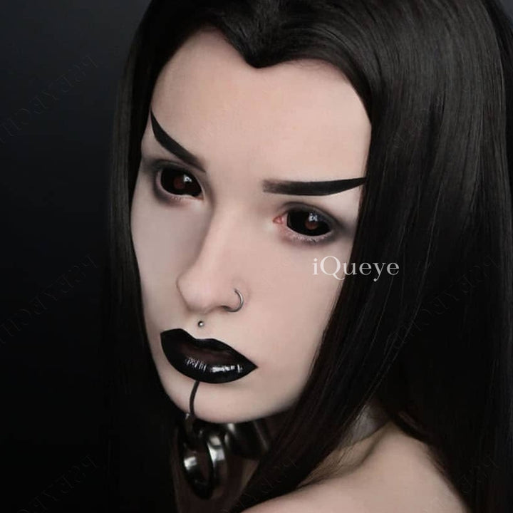 Full Sclera Black Non-Prescription Yearly Cosplay Contacts