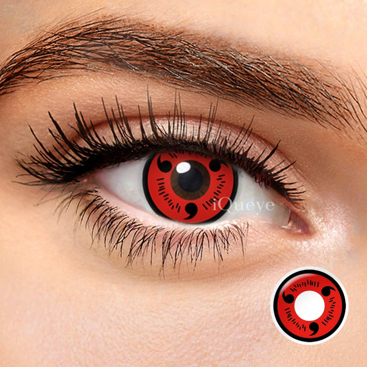 Naruto Sasuke 3 Tomoe Sharingan Non-Prescription Yearly Cosplay Contacts