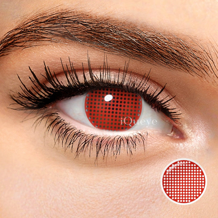 Red Mesh Non-Prescription Yearly Cosplay Contacts