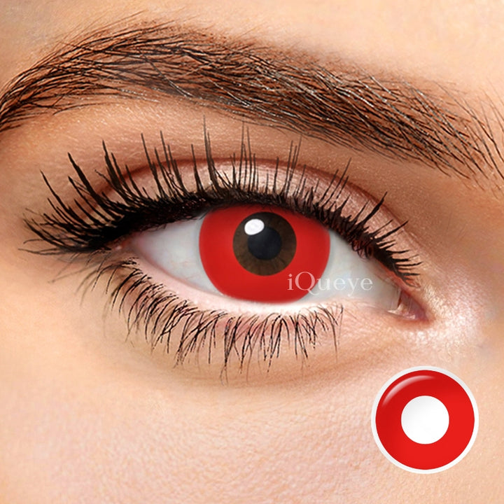 Solid Red Non-Prescription Yearly Cosplay Contacts