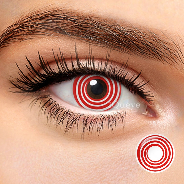 Red Spiral Non-Prescription Yearly Cosplay Contacts